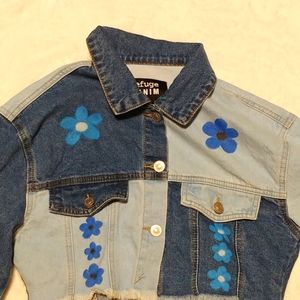 ONE OF A KIND! Hand painted ❤ Refuge denim colorblock jacket.
